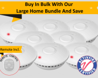 GS511E Large Home Bundle - 8 GS511E 10yr Battery Wireless Interconnected Photoelectric Smoke Alarms incl. Remote Control